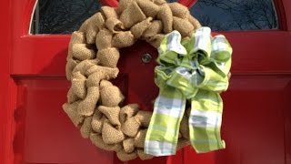 How to make a Burlap Wreath amp Wire Ribbon Bow  Easy Beginner DIY Tutorial [upl. by Madi]