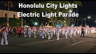 4K Honolulu City Lights Electric Light Parade 2023 in Honolulu Oahu Hawaii [upl. by Eberta791]