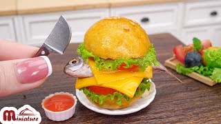 Amazing Miniature Fried Fish Burger Recipe  ASMR Cooking Mini Food [upl. by Torre88]