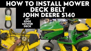 How to Install Deck Belt on John Deere Mower [upl. by Sualokcin296]