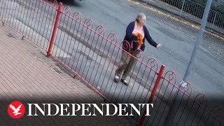 CCTV shows moment woman swears at cyclist before shes struck and killed by car [upl. by Loma851]