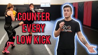 Easiest Way to Counter Low Kicks Kickboxing Style  Beat a Low Kicker  High [upl. by Nair]