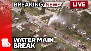 LIVE SkyTeam 11 is over a water main break near Cockeysville Middle School  wbaltvcom [upl. by Stander707]