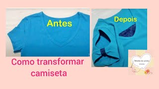 Como transformar camiseta feminina customizandoFaça você mesmo fácil e rápido [upl. by Ricky]