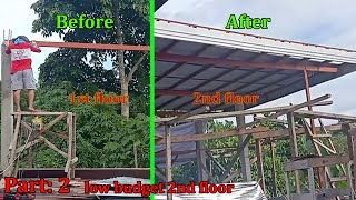 PART 2  Low budget metal 2nd floor  DIY  small house design [upl. by Atoiganap]