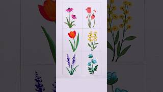 6 easy way to draw flowers art painting drawing shorts [upl. by Ricardama]