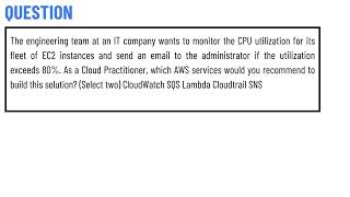 The engineering team at an IT company wants to monitor the CPU utilization for its fleet of EC2 [upl. by Seditsira]