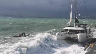 Yacht Accident sailing catamaran destroyed hitting rocks An Old Video [upl. by Kenric]