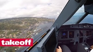 Stuttgart  Madeira  Funchal im Cockpit eines Condor Airbus A321 English subtitles [upl. by Nagear]