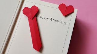 How to make origami heart bookmark  DIY heart shape paper bookmark instructions [upl. by Mayram]