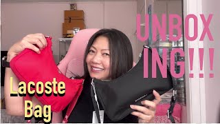 Lacoste Black  Red Nylon Bag  Unboxing  Review Comparison Vs Prada ReEdition [upl. by Hild]