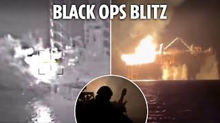 Incredible POV video shows Ukrainian special ops blowing up key Russian gas rig in daring raid [upl. by Narda]