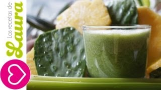 Licuado de Nopal con piña y apio  Licuado quema grasa para eliminar barriga y desinflamar [upl. by Saerdna]