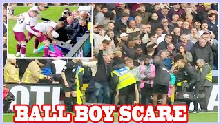 Ball boy leaves pitch in tears after advertising board falls on him during West Ham’s celebrations [upl. by Naresh]