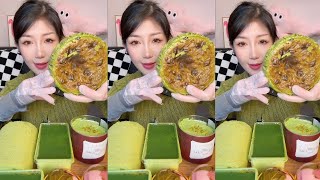 ASMR Eating Matcha Dessert 💚🍪 Bureau chewy sounds먹방 먹기  Mukbang  Eatingshow Desserts [upl. by Eanaj498]