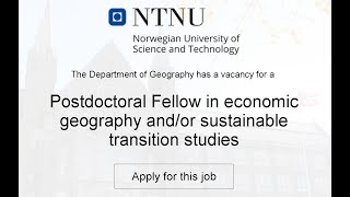 Postdoc Opportunities in Norwegian University of Science and Technology Norway [upl. by Papagena]