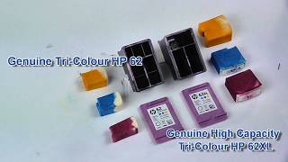 Comparison between the HP62 tricolour cartridge standard C2P06AE and high capacity C2P07AE [upl. by Tj]