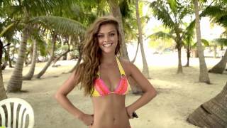 Beach Bunny Nina Agdal Speaks Danish [upl. by Ornie]