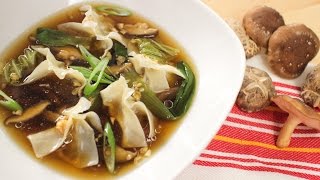 Vegetarian Mushroom Wonton Soup Recipe [upl. by Maitilde]