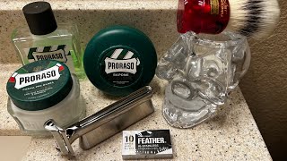 1st useOneBlade Genesis Razor amp Feather Blade Proraso Green amp Simpson Chubby 2 [upl. by Enomad799]