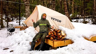 OFF GRID LIVING IN WINTER AND CAMPING IN SNOW [upl. by Eustache]