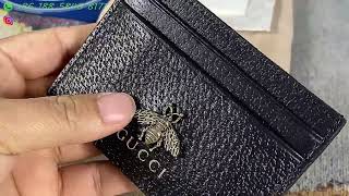 QC GUCCI Leather Animalier Card Holder [upl. by Muiram912]