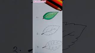 3 easy leaf drawing with colour pencil art drawing painting satisfying [upl. by Azaria771]