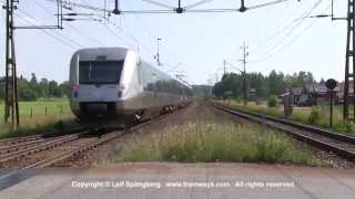 SJ X55 trains at Knivsta Sweden [upl. by Haas514]