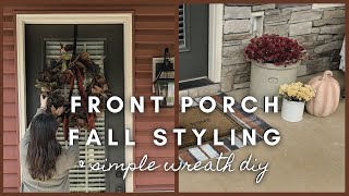 Front Porch Fall Styling amp simple wreath diy  Fall 2024 [upl. by Eugnimod]