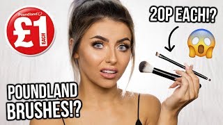 TESTING POUNDLAND MAKEUP BRUSHES FULL FACE USING £1 BRUSHES REVIEW AND TUTORIAL [upl. by Queston]