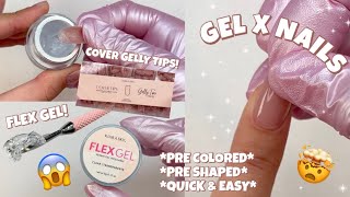 TRYING KIARA SKY COVER GELLY TIPS amp FLEX GEL  PRE COLORED GEL EXTENSIONS  SOLID GLUE GEL  GEL X [upl. by Aznerol]