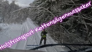 Holz fahren im Schnee mit Kettensägenmassaker Teil 1 [upl. by Llevad]