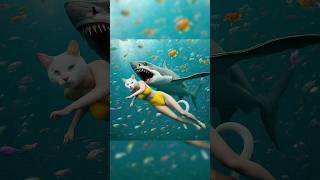 Swimmer Cat Almost Got Eaten By A Shark 🐱🦈 cat cutecat kitten shark catshorts [upl. by Andris]