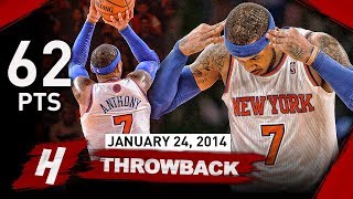 Carmelo Anthony NEW MSG Record Full Highlights vs Bobcats 20140124  UNREAL 62 Points CAREERHIGH [upl. by Somerset665]