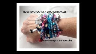 how to crochet an easy multistrand charm bracelet crochet jewelry diy [upl. by Nylidnarb345]