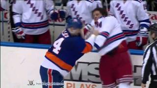 Derek Boogaard vs Trevor Gillies Dec 2 2010 [upl. by Ahsineb]