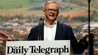 Anthony Albanese the climate crusader’ receives sour welcome from farmer protest [upl. by Ahsekad]