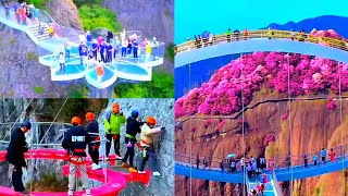 Experience Chinas Stunning Glass Bridges AweInspiring Views from Mountain Peaks [upl. by Ativla644]