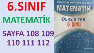 6SINIF MATEMATİK DERS KİTABI SAYFA 108 109 110 111 112 CEVAPLAR [upl. by Sclar]