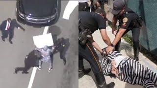 AntiTrump protestor leaps in front of convoy outside Miami court [upl. by Noir325]