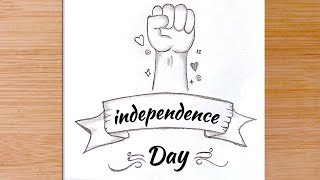 Independence day drawing easy  How to draw 15 August drawing with pencil sketch  easy step by step [upl. by Oric]