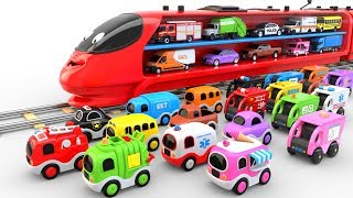 Colors for Children with Train Transporter Toy Street Vehicles [upl. by Landing564]