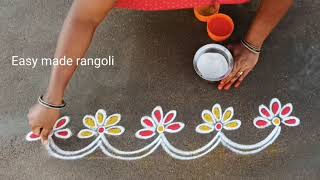 15 days 15 Easy daily border rangoli designsside border muggulukolamsneweasymaderangolicreations [upl. by Yvad]