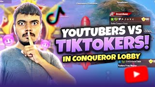 YouTubers VS TikTokers in Conqueror Lobby  PUBG MOBILE [upl. by Aihsenek]