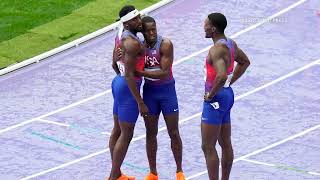 WATCH Team USA disqualified from mens 4x100m relay at Paris Olympics as Canada takes gold [upl. by Haizek780]