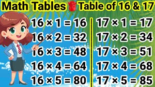 Table of 16 and 17 16 aur 17 ka Table 16 ka Table 17 ka Table Pahada 16 aur 17 tableof16and17 [upl. by Carrissa132]