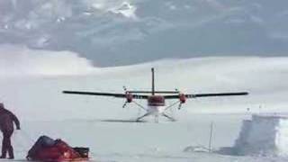 Twin Otter Landing at Vinson Base Antarctica [upl. by Okimuk]