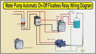 water pump automatic on off floatless relay wiring diagram  float switch wiring [upl. by Kutzer720]