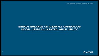 Thermal energy balance computation in AcuSolve [upl. by Mori]