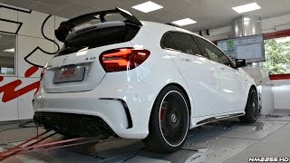 2016 Mercedes A45 AMG with Custom Exhaust Dyno Runs  LOUD Sounds [upl. by Ainel]